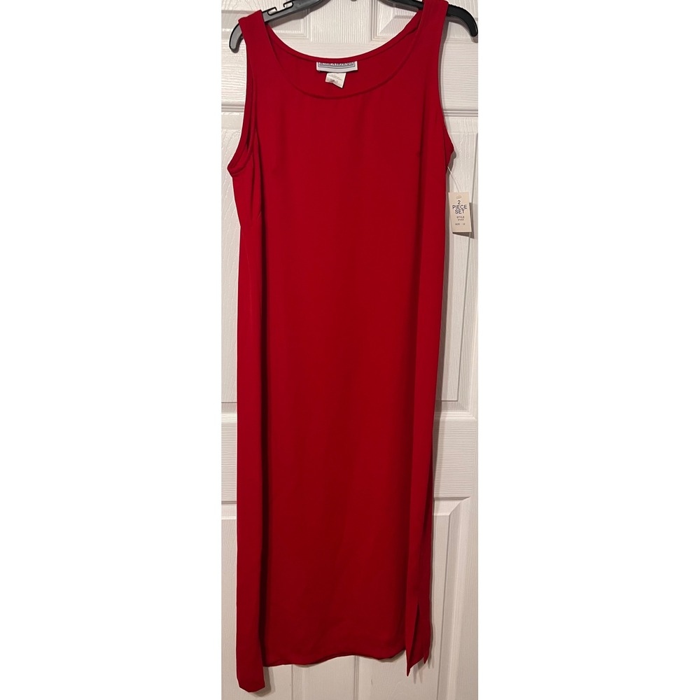 Jessica Howard Red Navy Blue 2 Piece Dress Suit Set Jacket Maxi Dress 12 NEW - Picture 5 of 9